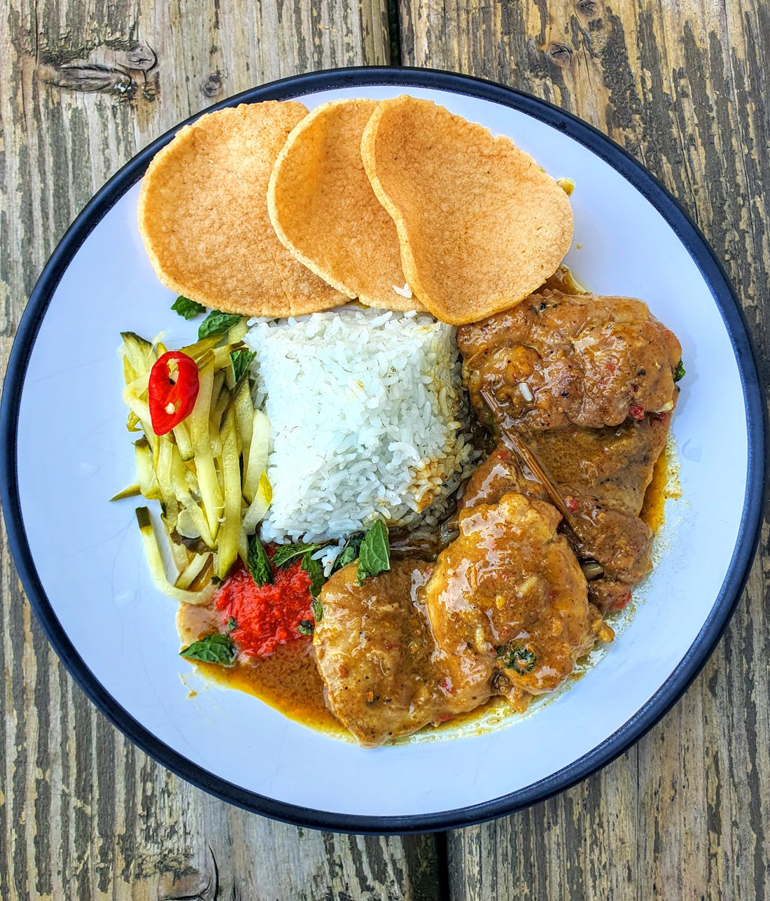 Nasi Kerabu with chicken rendang UK London Malaysian food